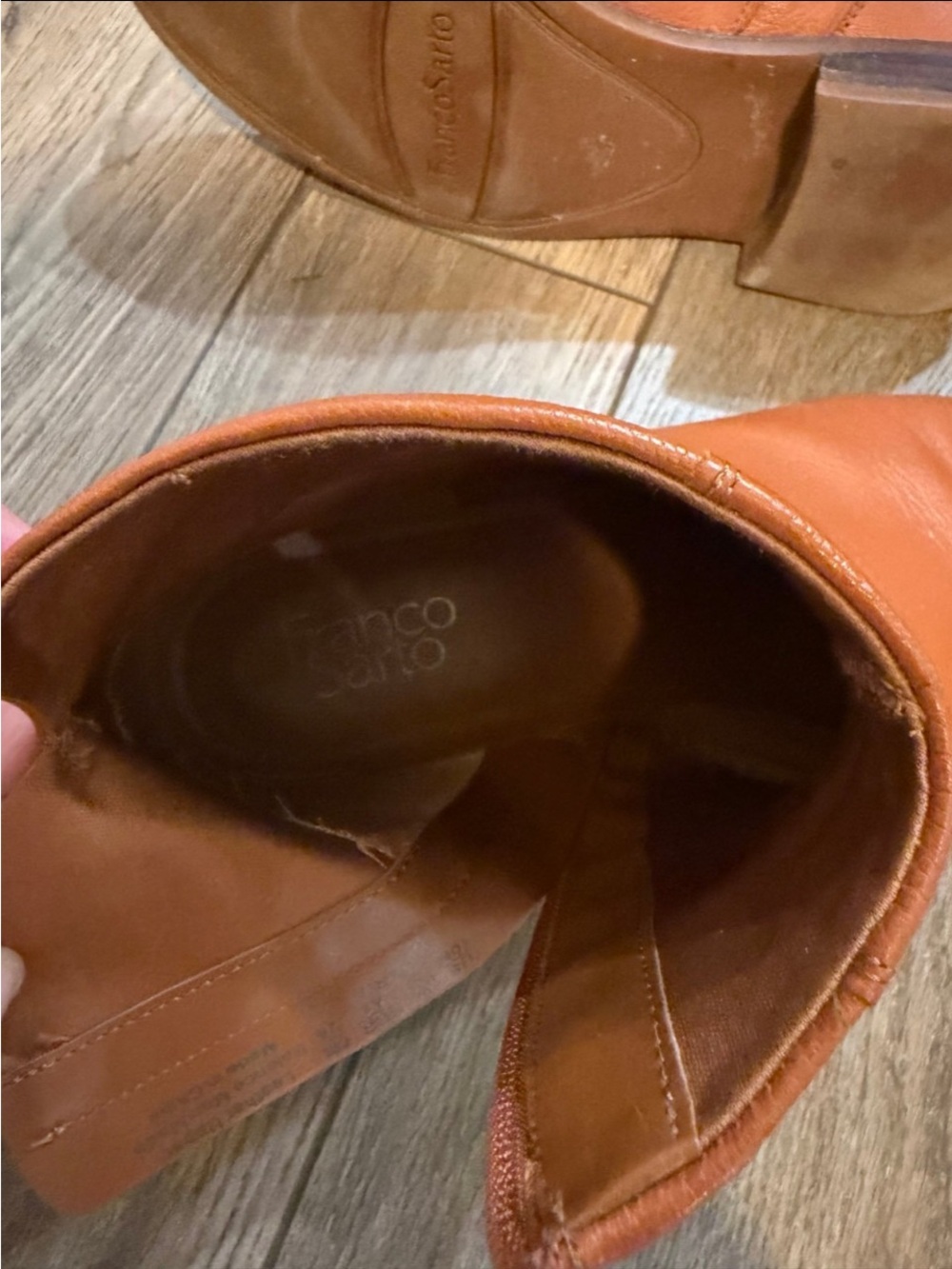 Franco Sarto Women’s Burnt Orange Leather Ankle Boots Size 10 - Picture 6 of 10